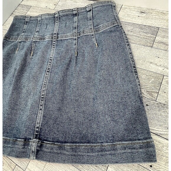 Free People We The Free Virgo Zip Front Mini Skirt Blue Womens 26 Cowgirl Grunge - Picture 3 of 11